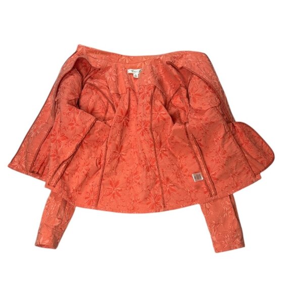 Coldwater Creek Floral Embossed Jacket Womens Size PM Cotton Blend Full Zip - Picture 8 of 14